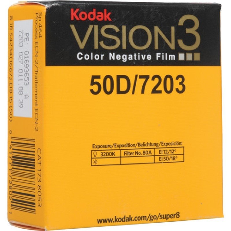 KODAK FILM VISION3 50D COLOR NEG FILM 7203 SUPER 8
