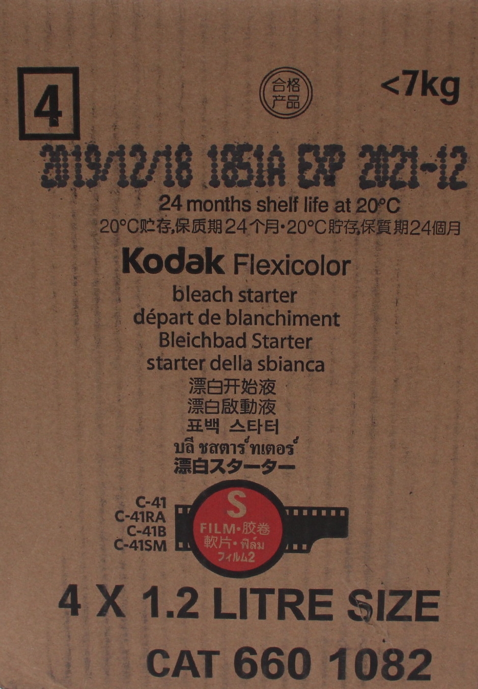 KODAK FLEXICOLOR C41 BLEACH STARTER 4X1.2L