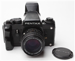 PENTAX LX SLR FILM CAMERA WITH F1.4/50MM LENS HAND GRIP,AND FB-1-FC-1 HIGH EYEPOINT SPORTS FINDER ALL IN VERY GOOD CONDITION