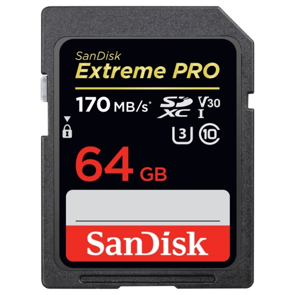 SANDISK EXTREME PRO SDXC SDXXY 64GB 170MB/S R, 90MB/S W