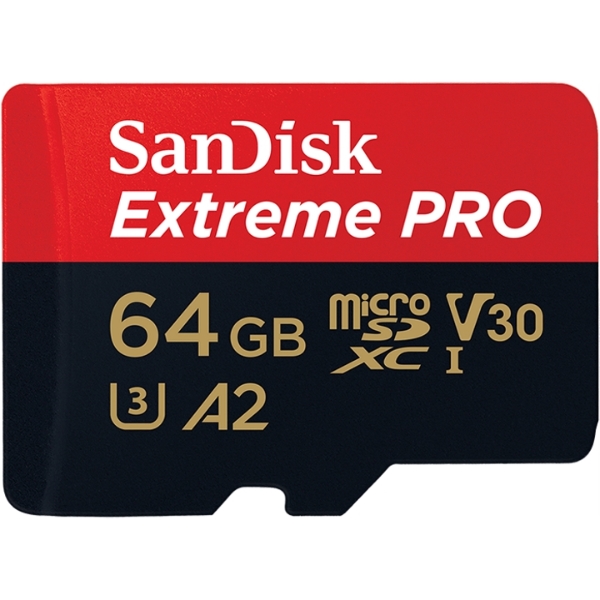 SANDISK EXTREME PRO MICROSDXC UHS-I 64GB MEMORY CARD - 170MB /S R, 90MB/S W & SD ADAPTOR